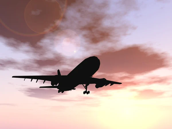 Irplane or aircraft silhouette flying — Stock Photo, Image