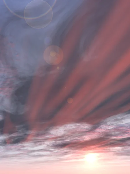 雲と太陽が地平線に近い — ストック写真