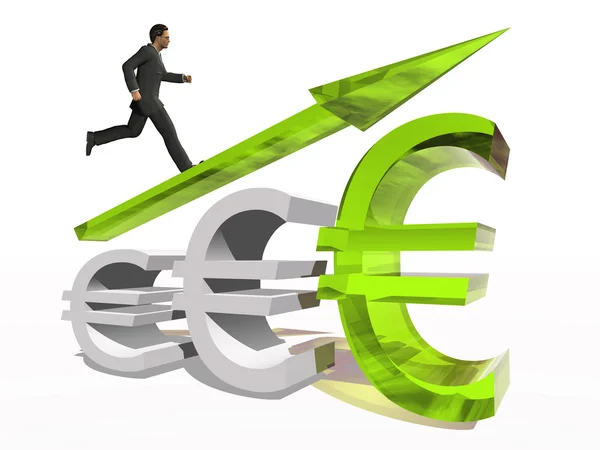 Zakenman springen over euro-symbool — Stockfoto