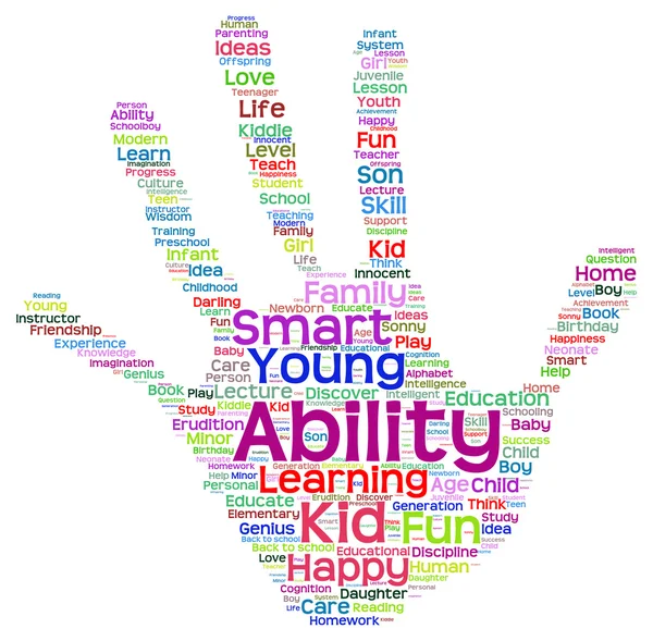 Onderwijs abstracte hand afdrukken word cloud — Stockfoto