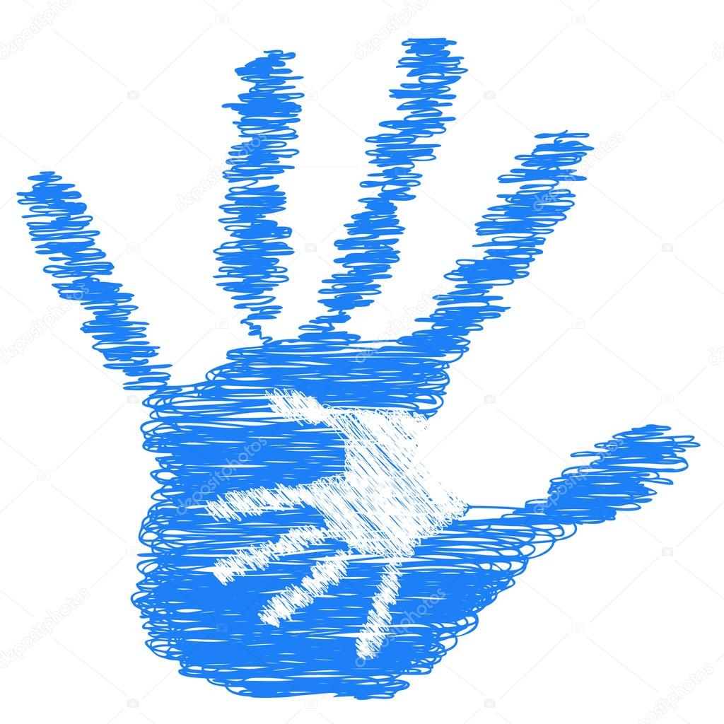 Concetto o mani di vernice blu disegno carino concettuale della madre e del bambino isolato su priorit  bassa bianca — Foto di design36