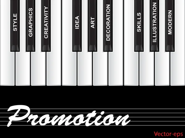 Promóciós zongora szó felhő — Stock Vector