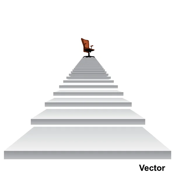 Белая лестница со стулом — стоковый вектор