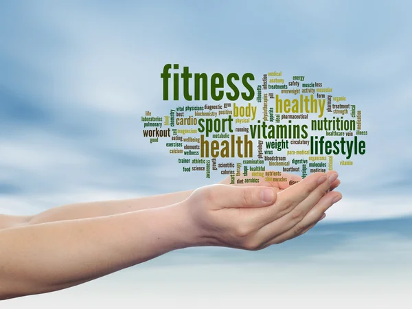 Fitness och hälsa word cloud — Stockfoto