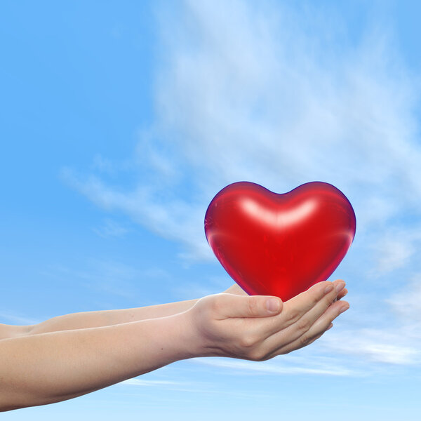 red glass heart sign