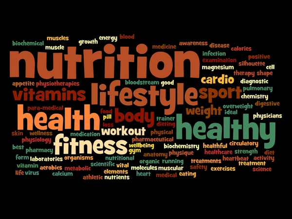 Gezondheid en voeding word cloud — Stockfoto