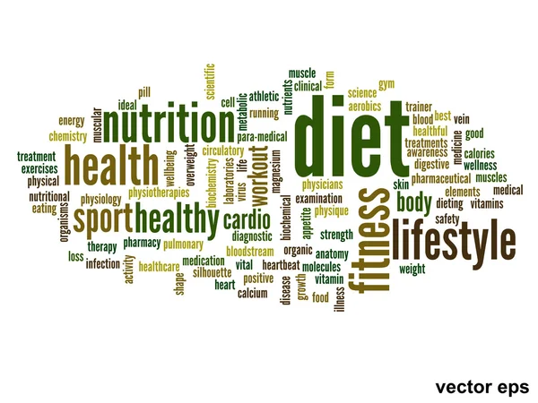 Sănătate cuvânt cloud — Vector de stoc