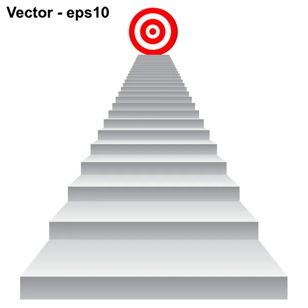 Rotes Ziel auf Treppe zum Erfolg — Stockvektor