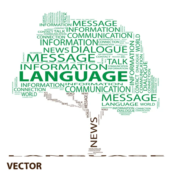 Språk träd word cloud — Stock vektor