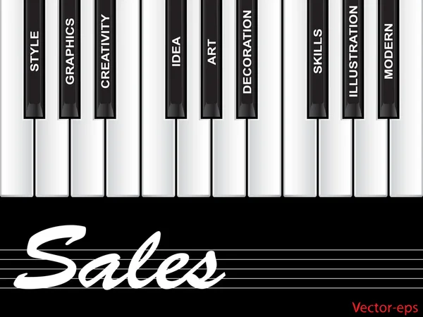 Vendite pianoforte parola nube — Vettoriale Stock