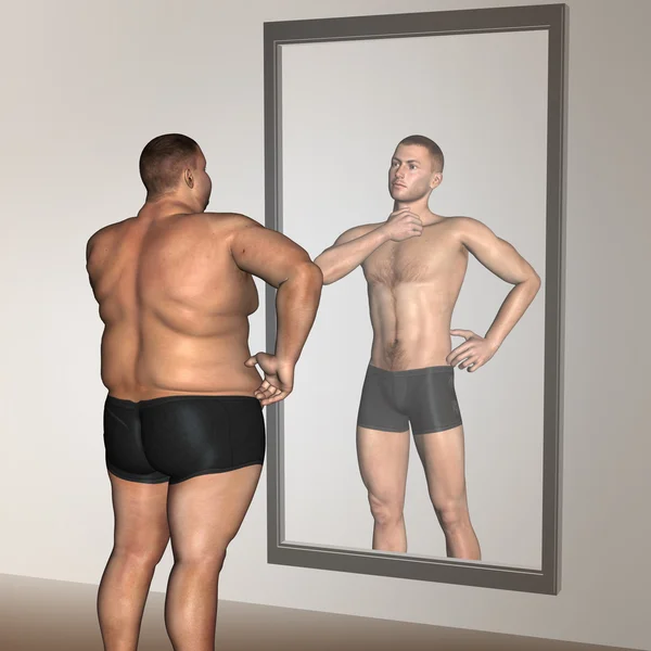 Fett övervikt vs slim mannen — Stockfoto