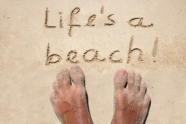 Handgeschriebenes Leben ist ein Strandtex — Stockfoto