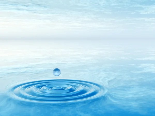 Kapka, padající vodou vlnky — Stock fotografie