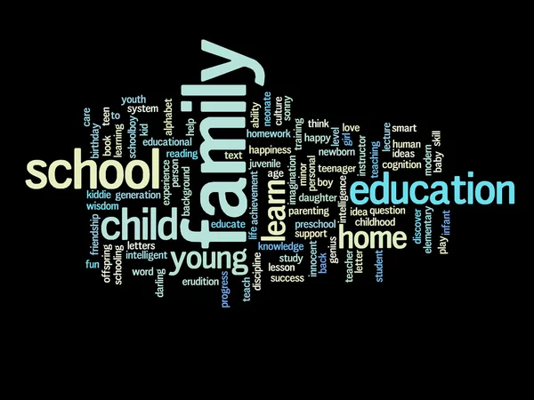 Educação ou família nuvem de palavras abstrata — Fotografia de Stock
