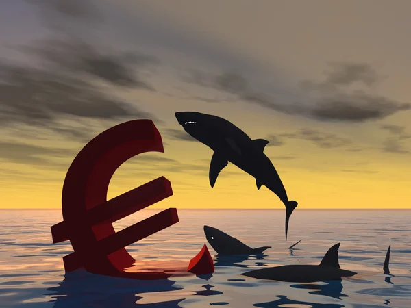 Símbolo conceitual sangrento do euro — Fotografia de Stock
