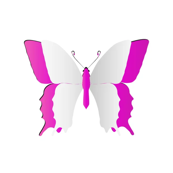 गुलाबी फुलपाखरू पांढरा कागद — स्टॉक फोटो, इमेज