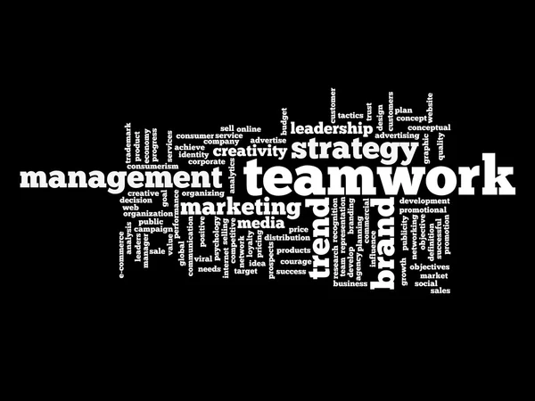 Sukces lub pracy zespołowej obrotu słowo cloud — Zdjęcie stockowe