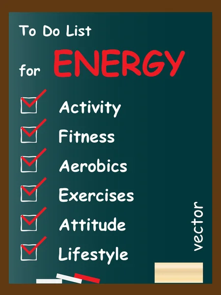 Energy  to do list on blackboard — Stock Vector