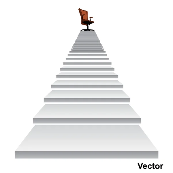 Bir sandalye ile beyaz merdiven — Stok Vektör