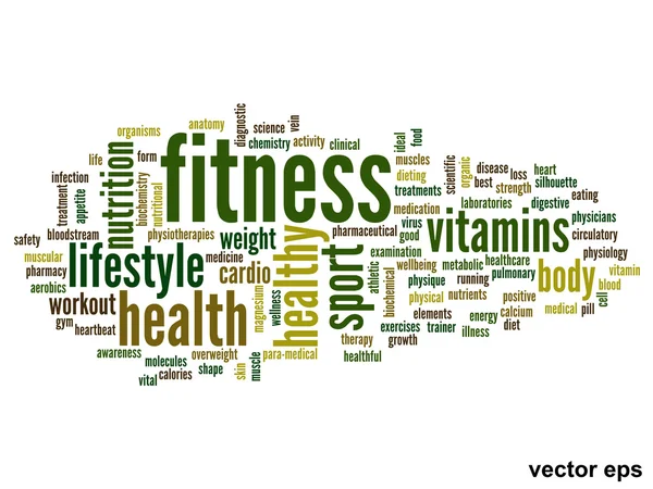 Fitness zdraví slovo mrak — Stockový vektor