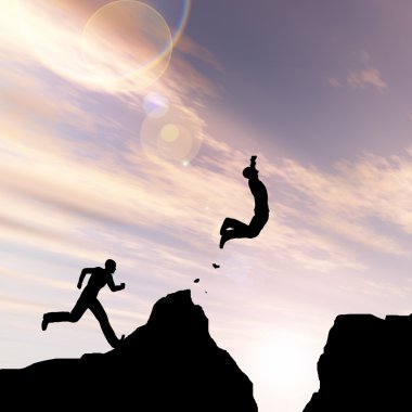 İşadamları siluetleri atlama