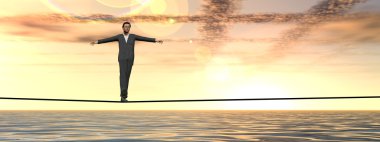 krizde dengede yürüyen adam