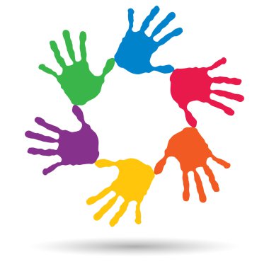 spiral set made of colorful  human hands