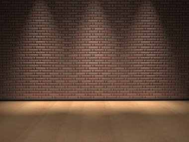 Ahşap zemin ve eski tuğla duvar