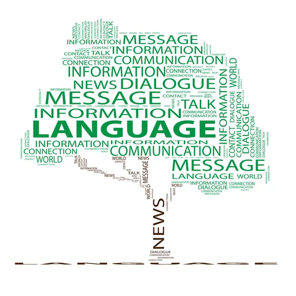 Language green tree word cloud — 스톡 사진