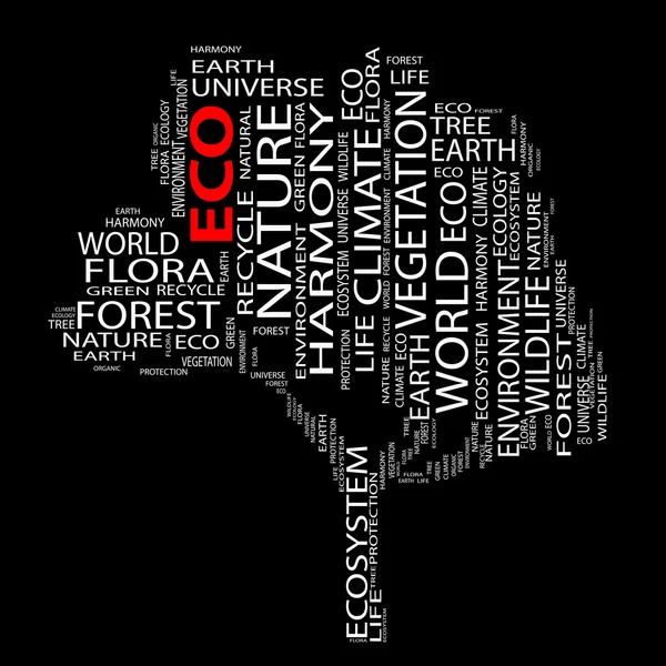 Metin wordcloud olarak yapılmış Eko ağaç — Stok fotoğraf