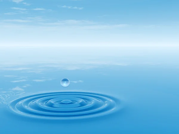 Conceptual drop falling in water — Stockfoto