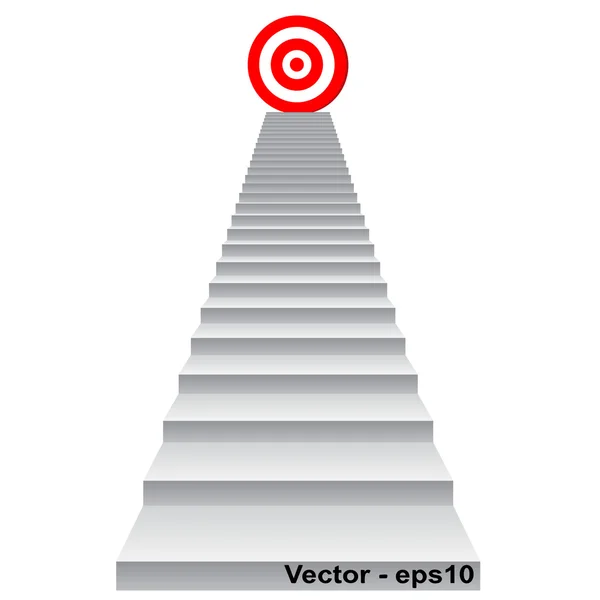 Obiettivo concettuale rosso sulla scala per il successo — Vettoriale Stock