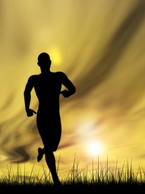 Genç siyah siluet çalışan adam