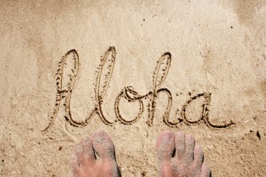 Aloha kuma plajda yazılı