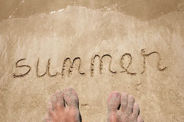 Sommer in Sand am Strand geschrieben — Stockfoto