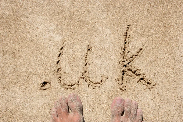 Великобританія, написана в піску на пляжі — стокове фото
