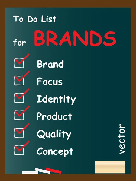 Brands to do list on blackboard — Stock Vector