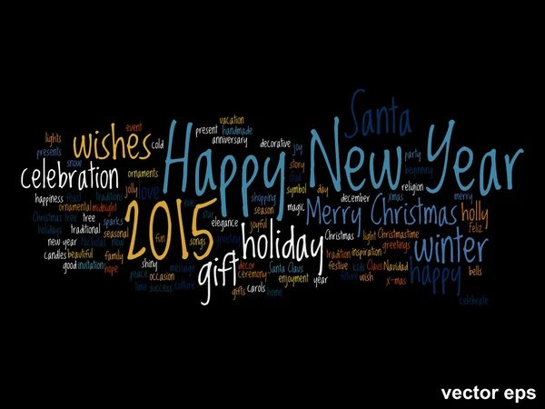 Hyvää uutta vuotta 2015 sana pilvi käsite — vektorikuva