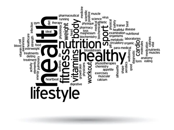 Dieta saudável ou esporte nuvem de palavras — Fotografia de Stock
