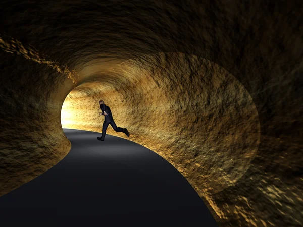 Homem de negócios, túnel rodoviário escuro — Fotografia de Stock