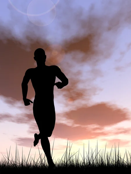 Joven hombre negro silueta corriendo — Foto de Stock