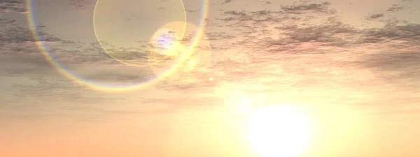 雲と地平線に近い太陽と夕日や日の出背景バナー — ストック写真