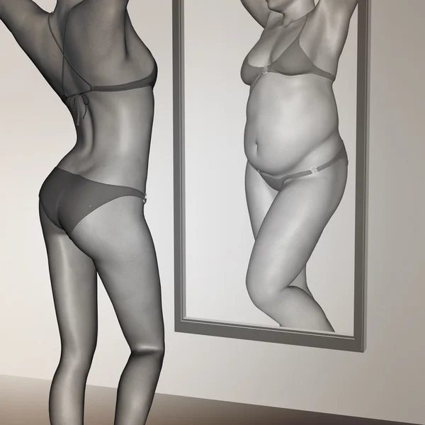 作为肥胖、 超重 vs 女孩适合健康 — 图库照片