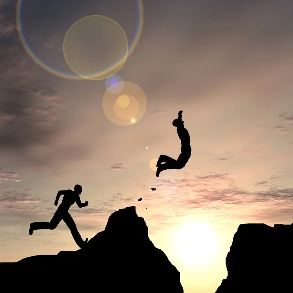 Businessmen silhouettes jump — Stock Photo, Image