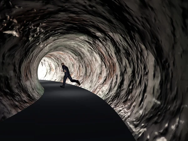 Geschäftsmann, dunkler Straßentunnel — Stockfoto