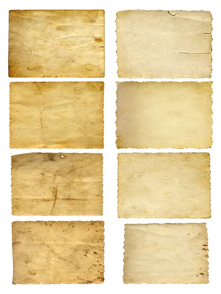 High resolution concept or conceptual old vintage paper background set or collection isolated on white — Stock Photo, Image
