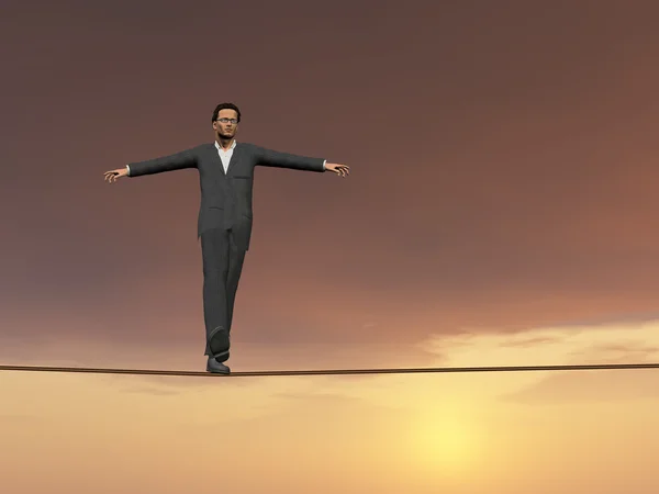 Man in crisis walking in balance — Stock Photo, Image