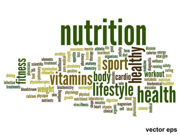 Nutrizione concettuale vettoriale salute parola nube — Vettoriale Stock