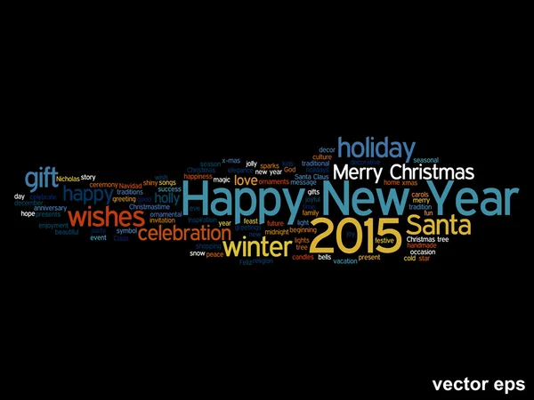 Concettuale felice anno nuovo parola nube — Vettoriale Stock