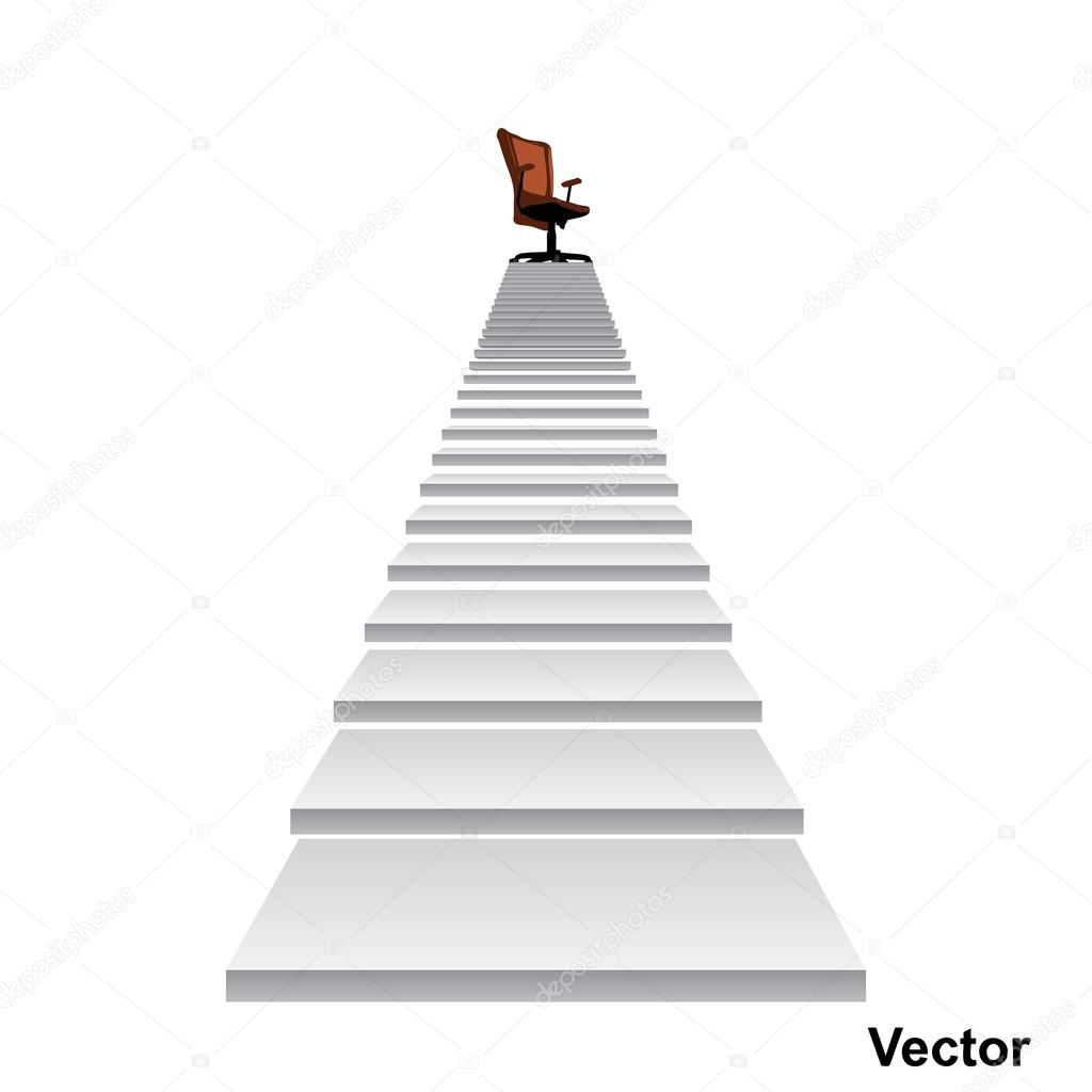 white stair with a chair